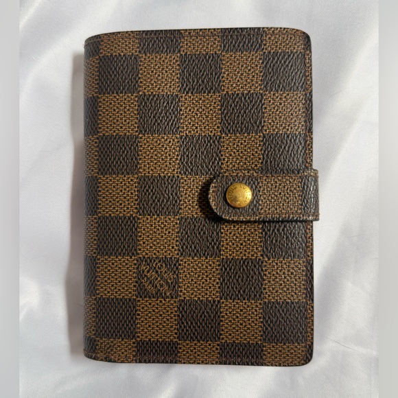 Louis Vuitton French Kisslock Wallet Damier Ebene Brown w/ Box Dust Bag